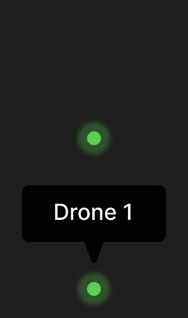 A map dot with its hover label, Drone 1