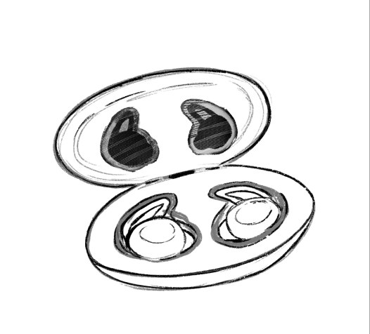 Sketch of the open charging case