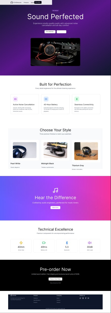 A first pass of the site generated in Figma Make